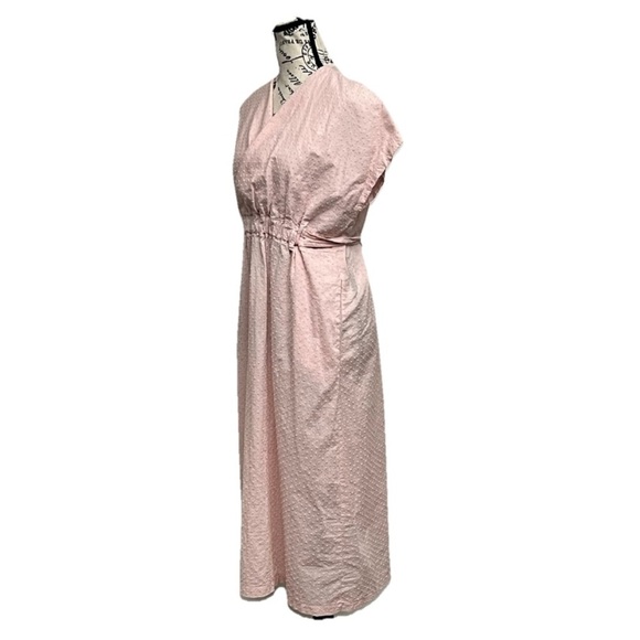 Sweet Violet Swiss Dot Pink Maxi Dress Sheer Beach Coastal Preppy Modest L Boho - Picture 3 of 8